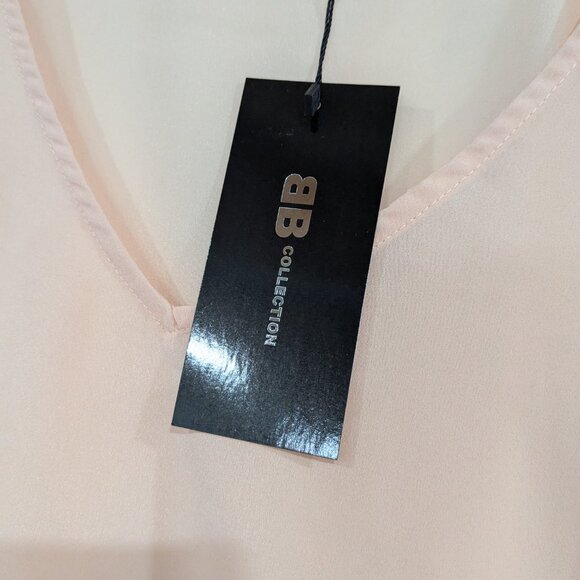 *3/$10* NWT BB Collection Sheer Ruffle Sleeve Blouse Blush Peach Size XL - Picture 2 of 7